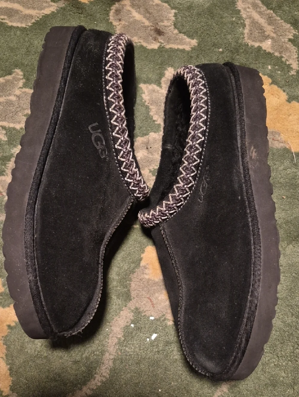 UGG Black Suede Shearling-Lined Cozy Mule Slippers